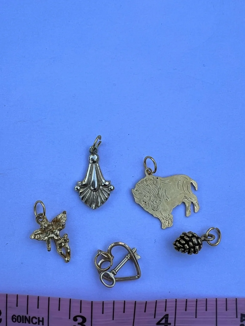 Gold Tone Small Charm Mix - Heart, Pinecone, Buffalo & More - Picture 5 of 9